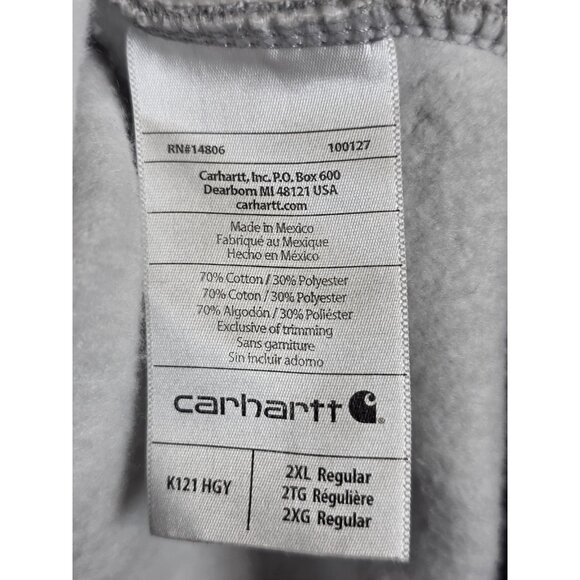 Carhartt Hoodie Mens 2XL Gray Loose Fit Pullover Arnold Silver Stains Workwear - Picture 4 of 9